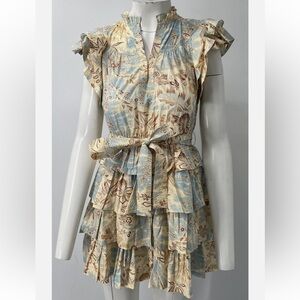 Ulla Johnson Blue and Cream Floral Mini Dress